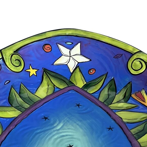 Terri Kern Vintage Handmade Moon Star Night Oval Serving Platter Bowl 14" Signed - Picture 5 of 16